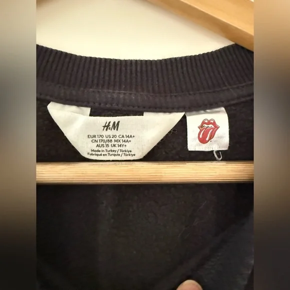 H&M Rolling Stones Dark Grey Sweatshirt, fits S/M. - Picture 8 of 11